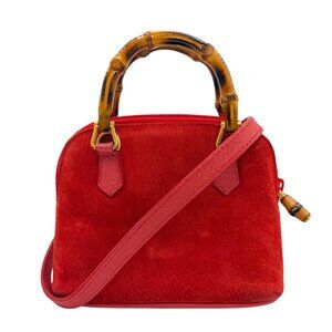 Gucci Vintage Mini Bamboo Suede Crossbody Bag